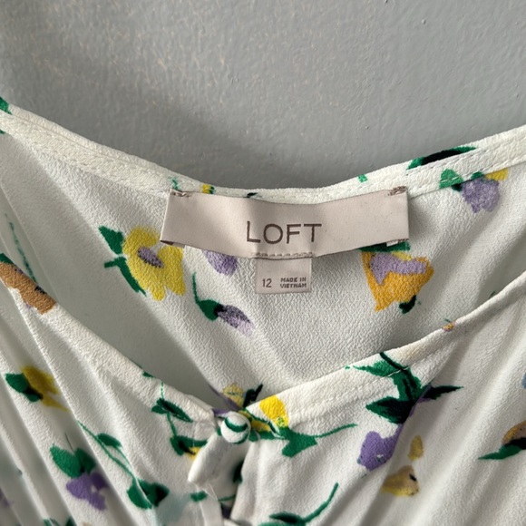 LOFT floral ruffle button midi dress size  12 - Picture 3 of 3